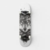 Deer wolf (zwart-wit) persoonlijk skateboard (Voorkant)