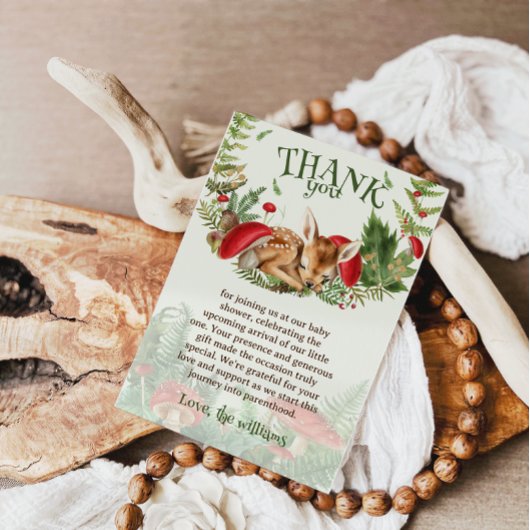 Deer Woodland Animal Baby shower Bedankkaart
