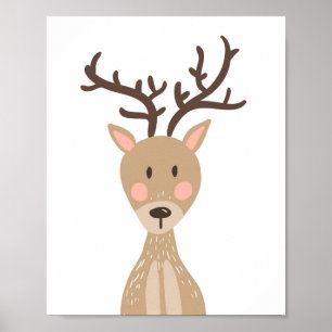 Deer Woodland Animal Nursery Wall Art Print