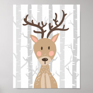Deer Woodland Animal Nursery Wall Art Print