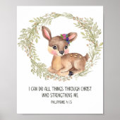 Deer Woodland Animal Wall Art, Scriptzanger P Poster (Voorkant)
