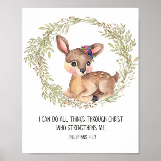 Deer Woodland Animal Wall Art, Scriptzanger P Poster