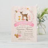 Deer Woodland Animals Baby shower Uitnodiging (Staand voorkant)