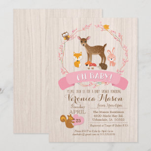 Deer Woodland Animals Baby shower Uitnodiging