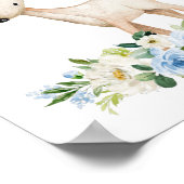 Deer, Woodland Animals, Boho, Blue Flowers Poster (Hoek)