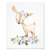 Deer, Woodland Animals, Boho, Purple Flowers Foto Afdruk (Voorkant)