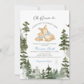 Deer  Woodland Baby Boy Shower Invitation Kaart (Voorkant)