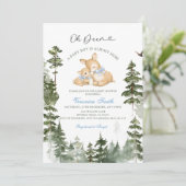Deer  Woodland Baby Boy Shower Invitation Kaart (Staand voorkant)