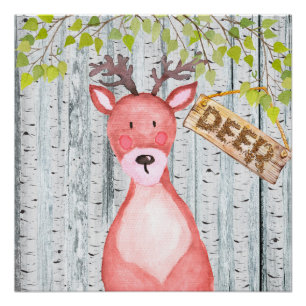 Deer - Woodland Friends - illustratie van de Water Perfect Poster