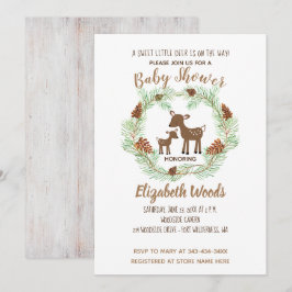 Deer Woodland Pine Forest Baby shower Invitation Kaart