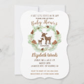 Deer Woodland Pine Forest Baby shower Invitation Kaart (Voorkant)
