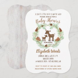 Deer Woodland Pine Forest Baby shower Invitation Kaart