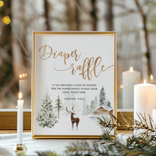 Deer woodland woud winter diaper raffinage poster