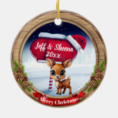 Deer Xmas Character Reindeer Animal Christmas Cer Keramisch Ornament (Achterkant)