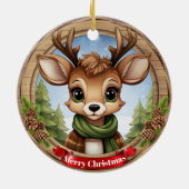 Deer Xmas Character Reindeer Animal Christmas Cer Keramisch Ornament (Achterkant)