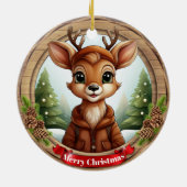 Deer Xmas Character Reindeer Animal Christmas Cer Keramisch Ornament (Achterkant)