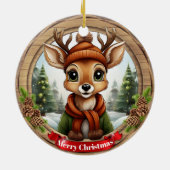Deer Xmas Character Reindeer Animal Christmas  Cer Keramisch Ornament (Achterkant)