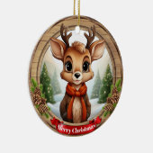 Deer Xmas Character Reindeer Animal Christmas  Cer Keramisch Ornament (Rechts)