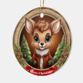 Deer Xmas Character Reindeer Animal Christmas  Cer Keramisch Ornament (Links)