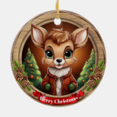 Deer Xmas Character Reindeer Animal Christmas  Cer Keramisch Ornament (Achterkant)