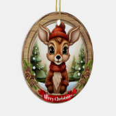 Deer Xmas Character Reindeer Animal Christmas Cer Keramisch Ornament (Rechts)