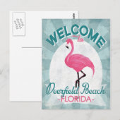 Deerfield Beach Florida Pink Flamingo Retro Briefkaart (Voorkant / Achterkant)