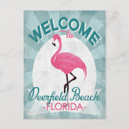 Deerfield Beach Florida Pink Flamingo Retro Briefkaart