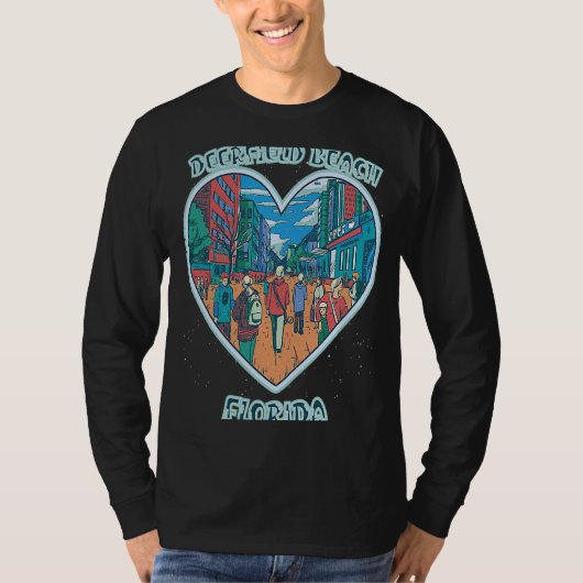 Deerfield Beach In Florida Travel Souvenir Heart T-shirt (Voorkant)