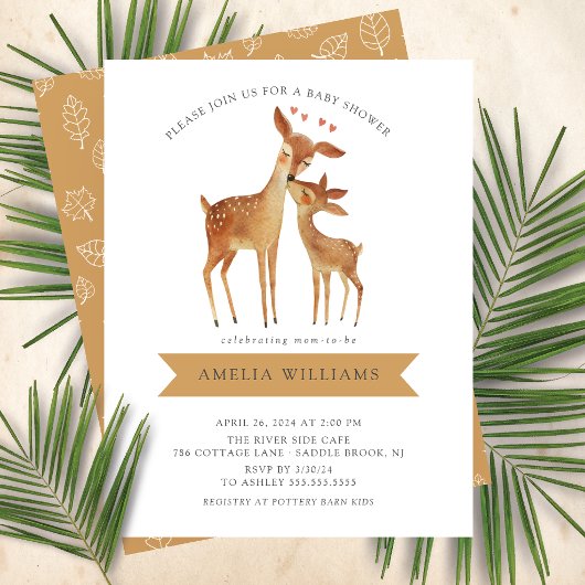 Deerly Loved Baby shower Invitation Kaart