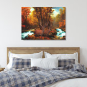 Deers by a Woodland Stream Canvas Afdruk (Insitu (Slaapkamer))