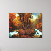 Deers by a Woodland Stream Canvas Afdruk (Voorkant)