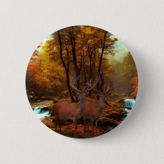 Deers by a Woodland Stream Ronde Button 5,7 Cm (Voorkant)
