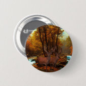 Deers by a Woodland Stream Ronde Button 5,7 Cm (Voorkant /achterkant)