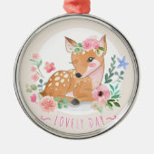 Deers de Dag buiten bij mooie bloemen Metalen Ornament (Voorkant)