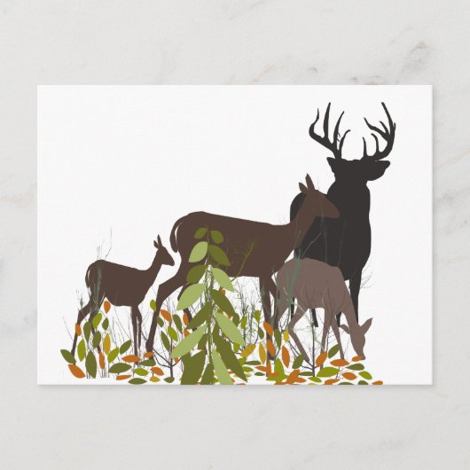 Deers in de Wilde. Bosdieren Briefkaart (Voorkant)