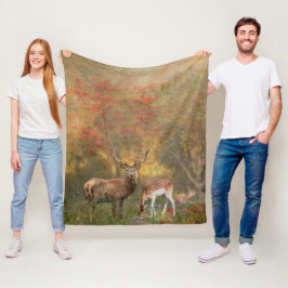 Deers in het herfstbos fleece deken