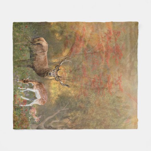 Deers in het herfstbos fleece deken (Voorkant (Horizontaal))