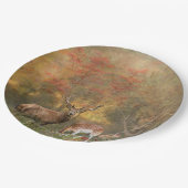 Deers in het herfstbos papieren bordje (Gekanteld)