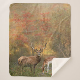 Deers in het herfstbos sherpa deken