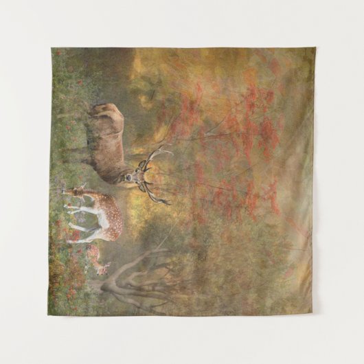 Deers in het herfstbos wandkleed (Voorkant (horizontaal))