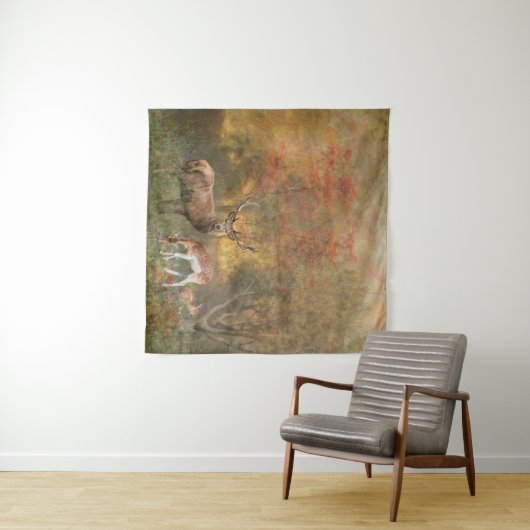 Deers in het herfstbos wandkleed (In Situ (horizontaal))