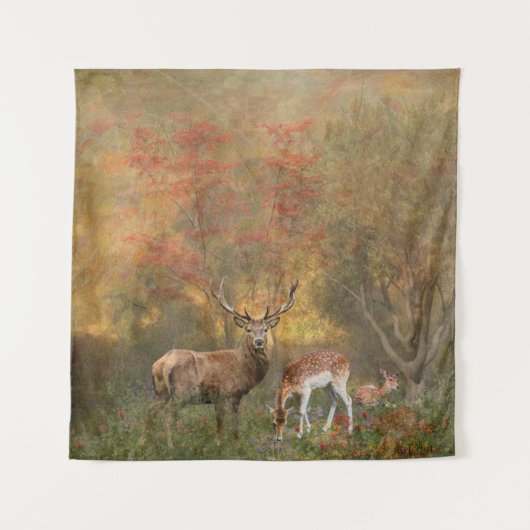 Deers in het herfstbos wandkleed (Voorkant)