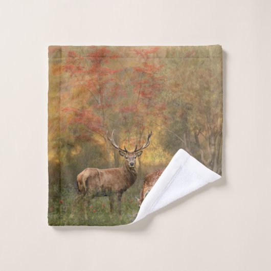Deers in het najaar poster tapestry tripty bad handdoek (Wasdoekje)