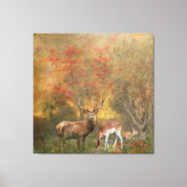 Deers in het najaar poster tapestry tripty canvas afdruk
