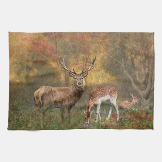 Deers in het najaar poster tapestry tripty theedoek (Horizontaal)