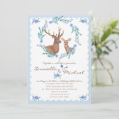 Deers in Love Woodland Winter Wedding Kaart (Staand voorkant)