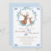 Deers in Love Woodland Winter Wedding Kaart (Voorkant / Achterkant)