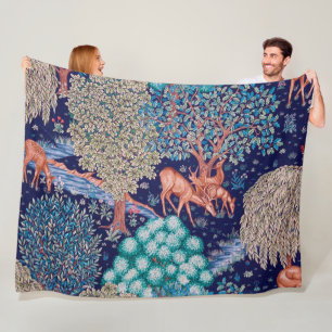 Deers in The Forest, William Morris Fleece Deken
