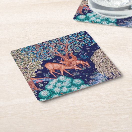 Deers in The Forest, William Morris Kartonnen Onderzetters (Schuin)
