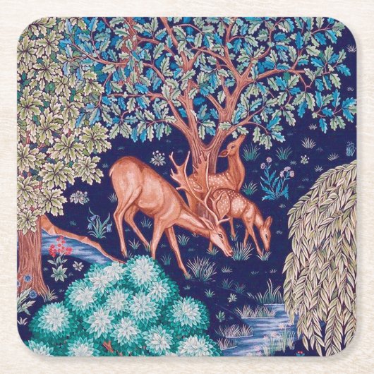 Deers in The Forest, William Morris Kartonnen Onderzetters (Voorkant)